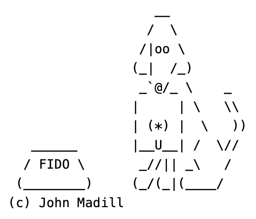 Historical FidoNet dog-and-diskette logo
